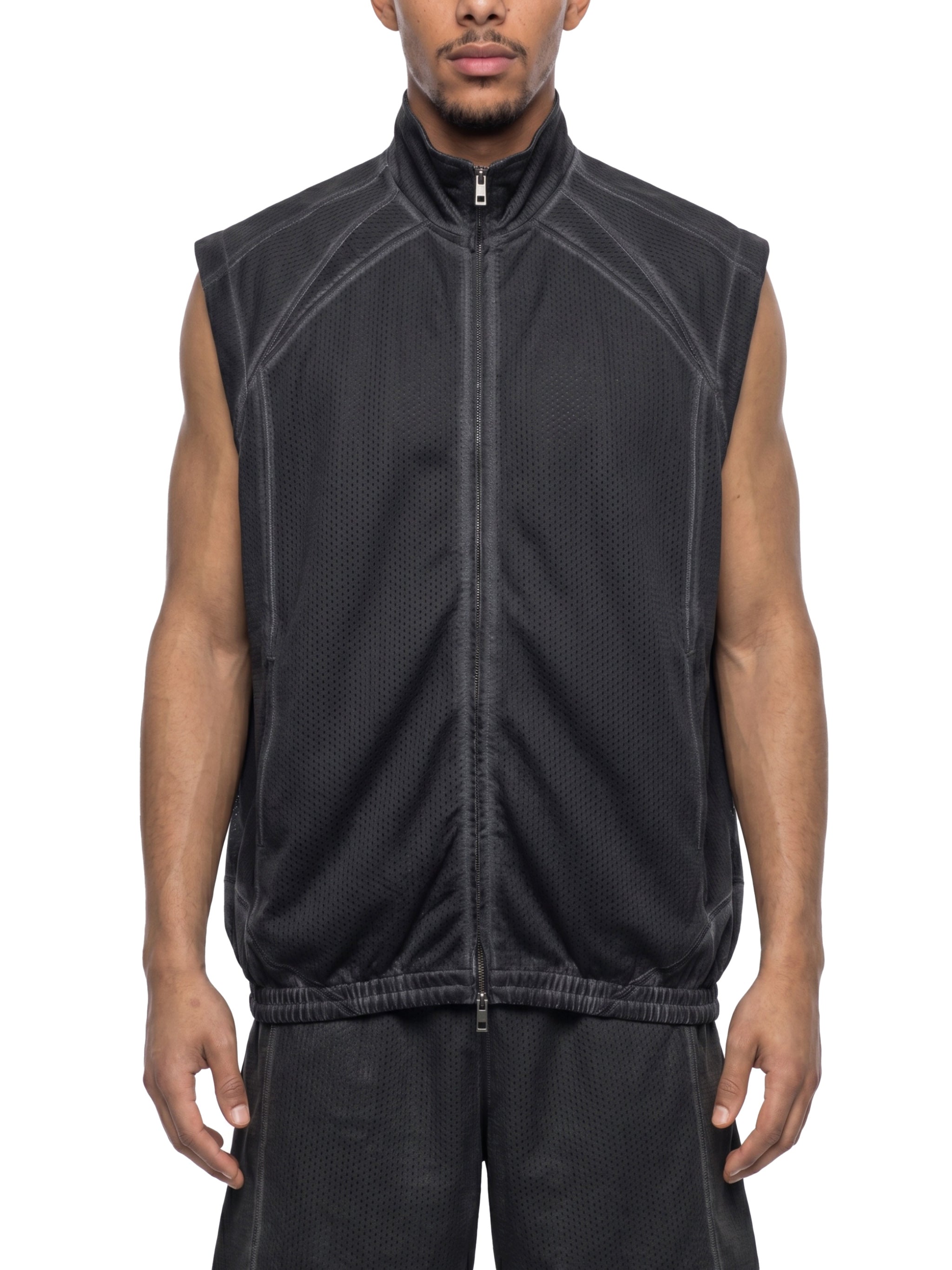 Vintage Wash Mesh Full-Zip Vest - Dead Weight
