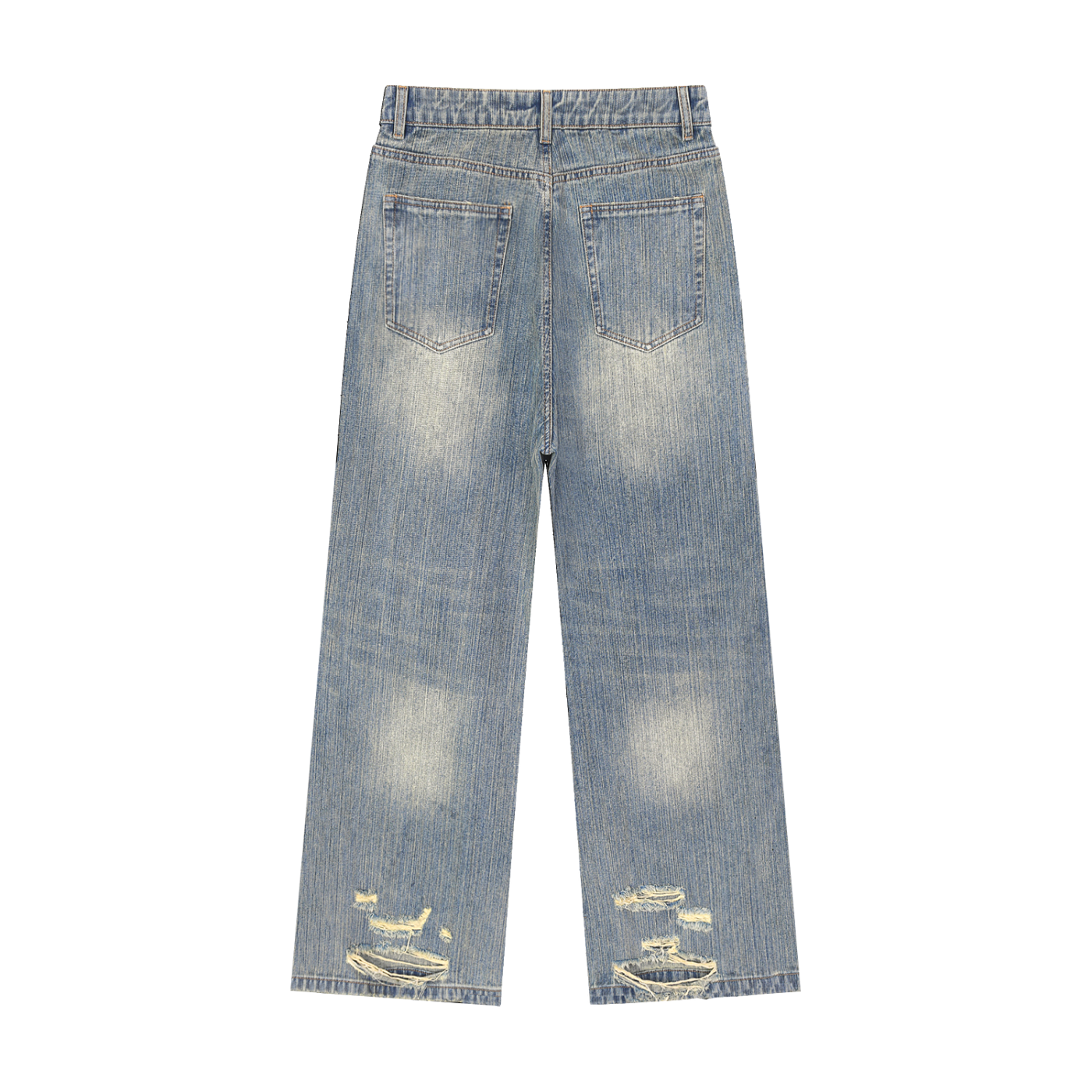 Vintage Wash Distressed Denim Jeans - Stone Pulse