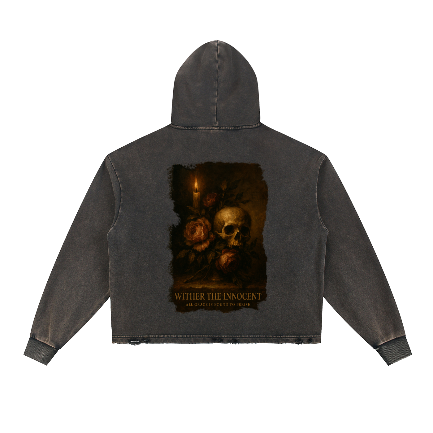 Vintage Washed Frayed-Hem Hoodie - Wither the Innocent