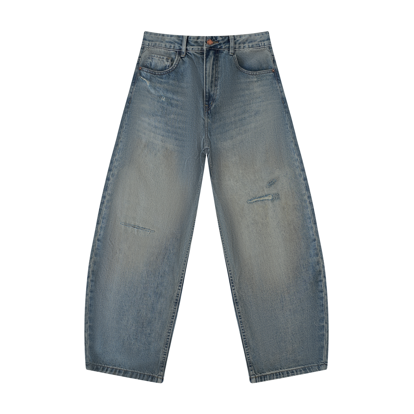 Distressed Barrel Leg Jeans - Crumble