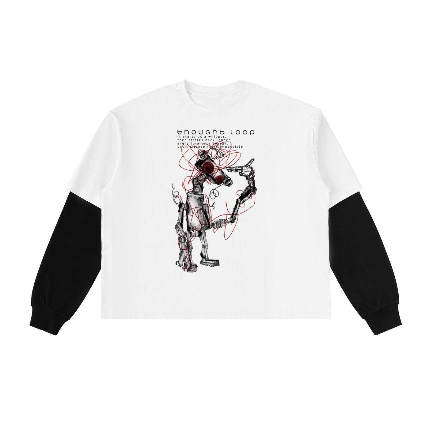 Layered Contrast Sleeve T-Shirt - Thought Loop
