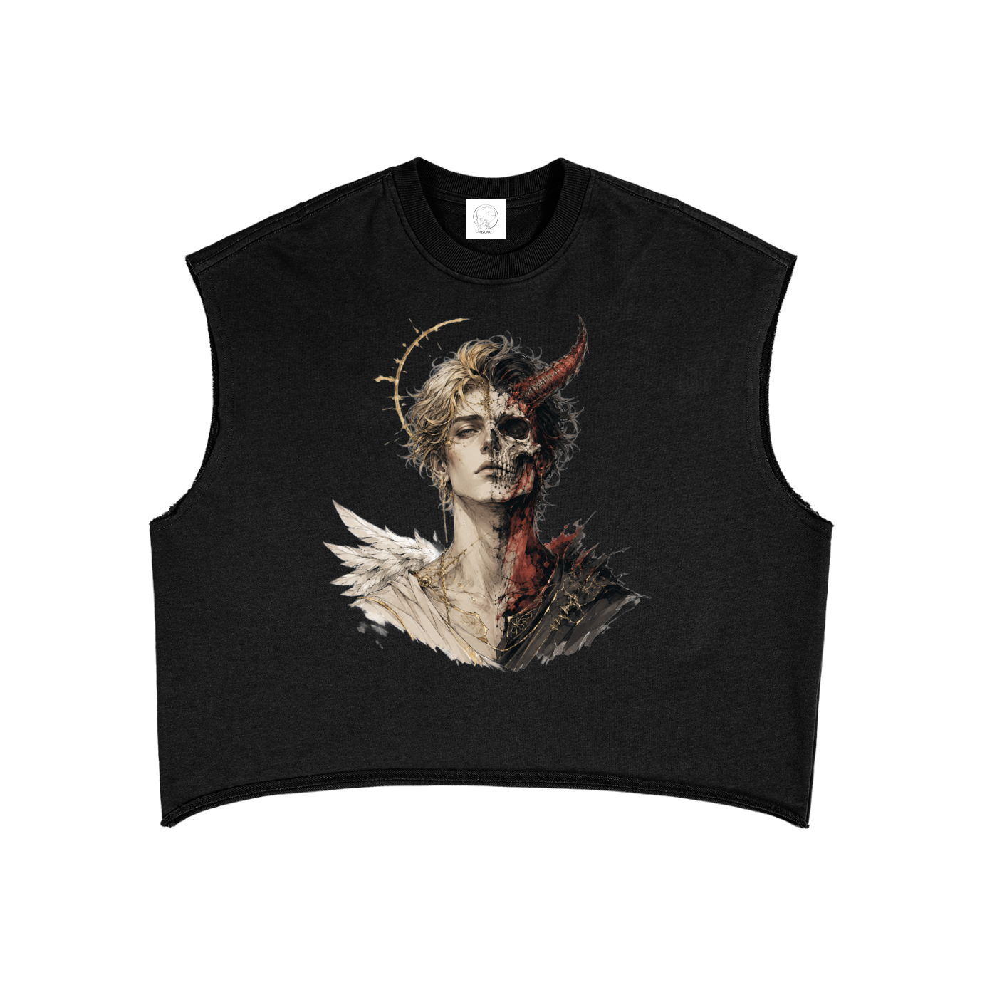 French Terry Boxy Tank Top - Noir Seraph