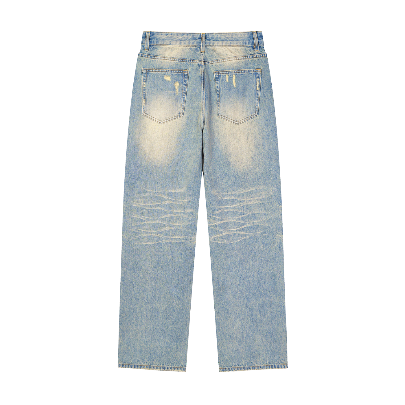 Sun Fade Raw Hem Denim Jeans - Bone Trace