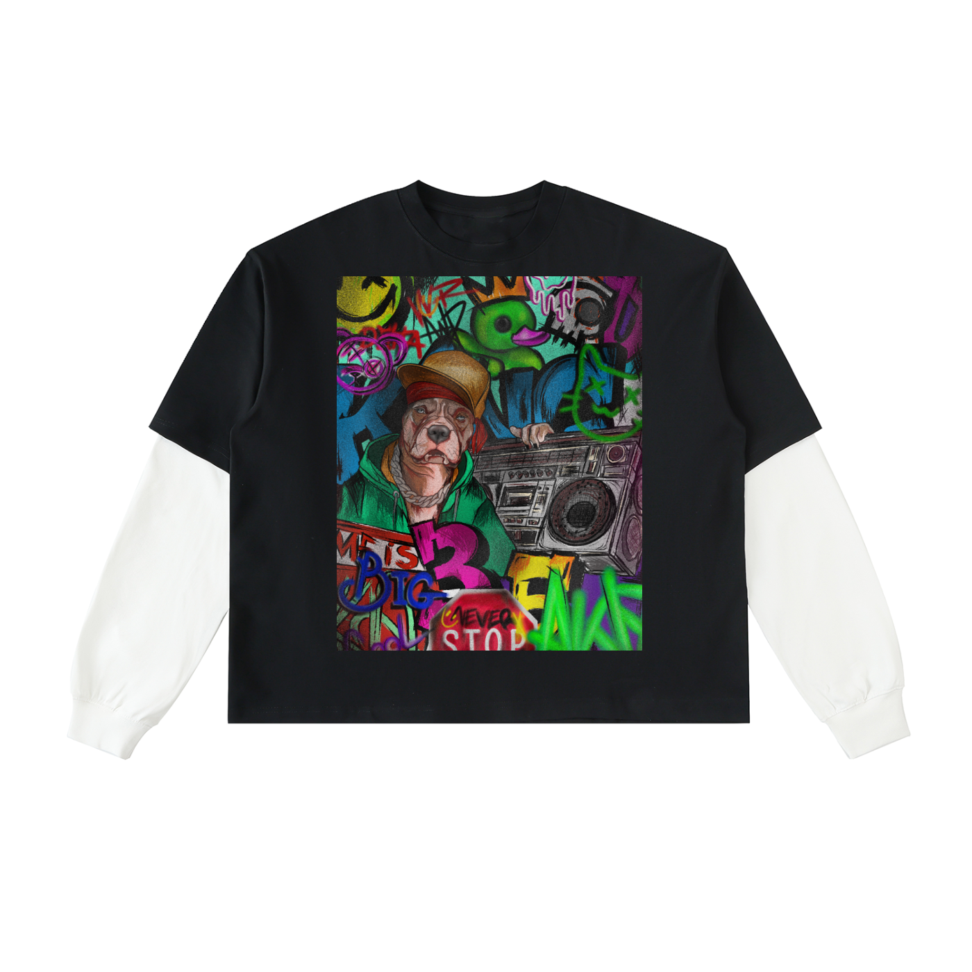 Layered Contrast Sleeve T-Shirt - Noise Breed