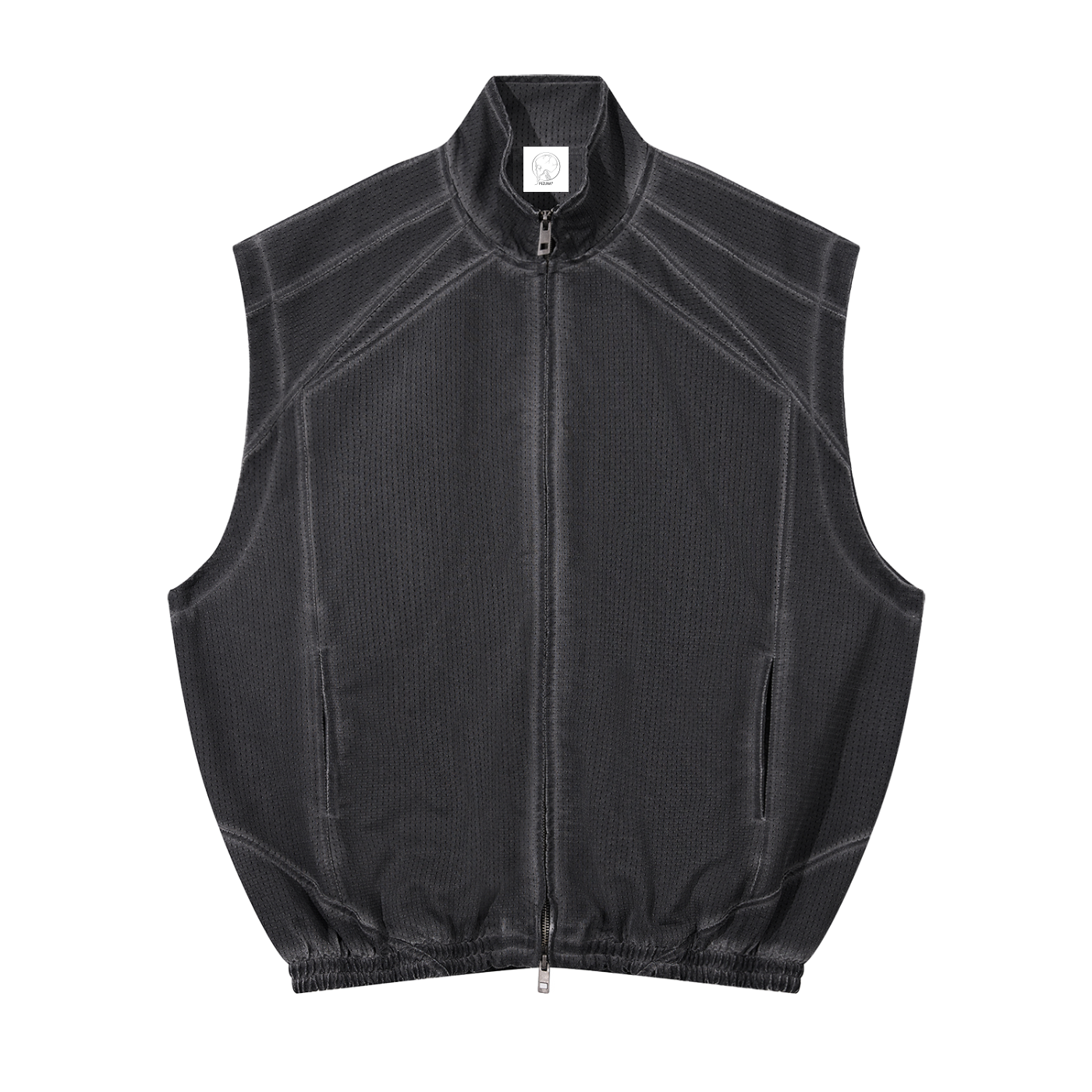 Vintage Wash Mesh Full-Zip Vest - Dead Weight