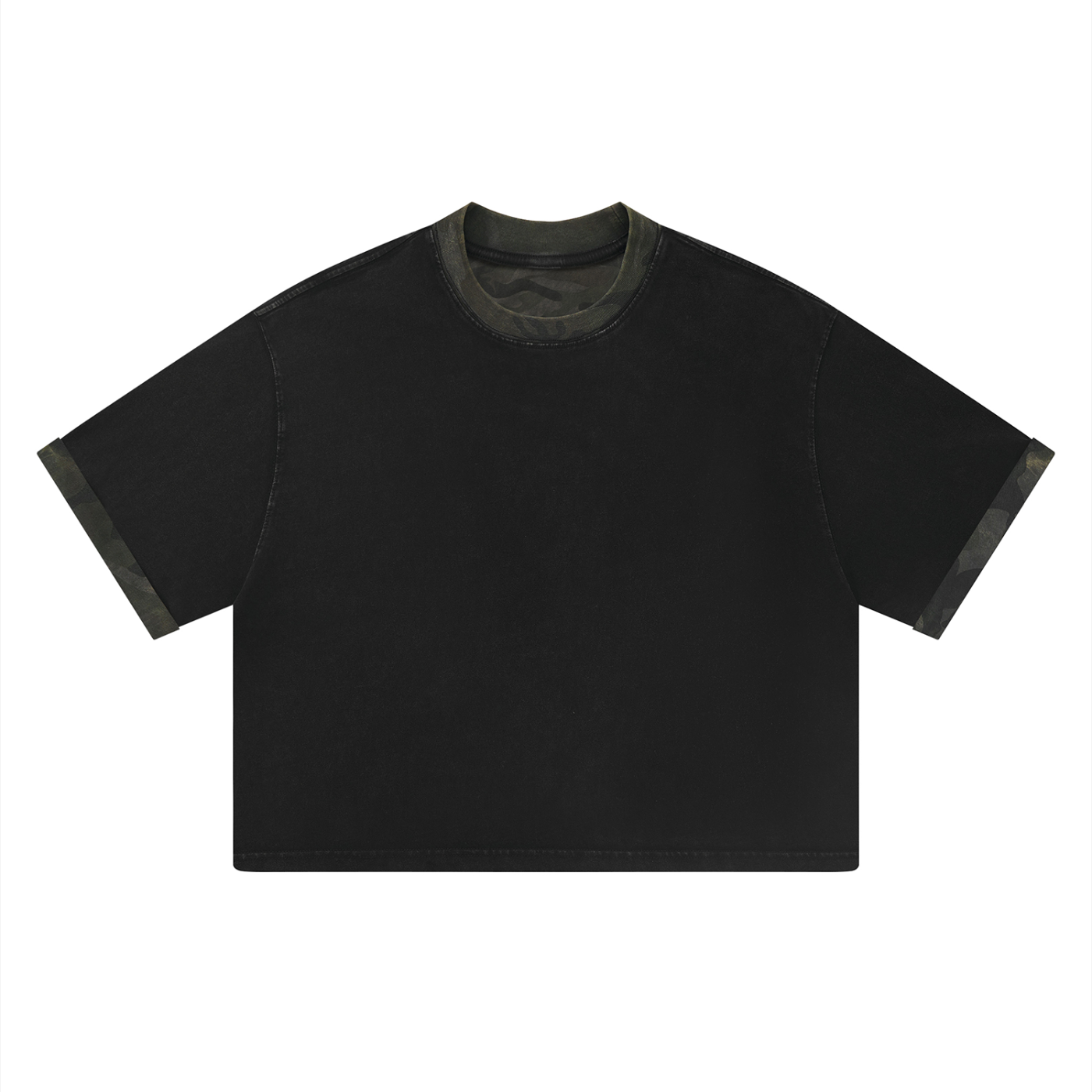 Mineral Washed Boxy Panel T-Shirt - Fatigue