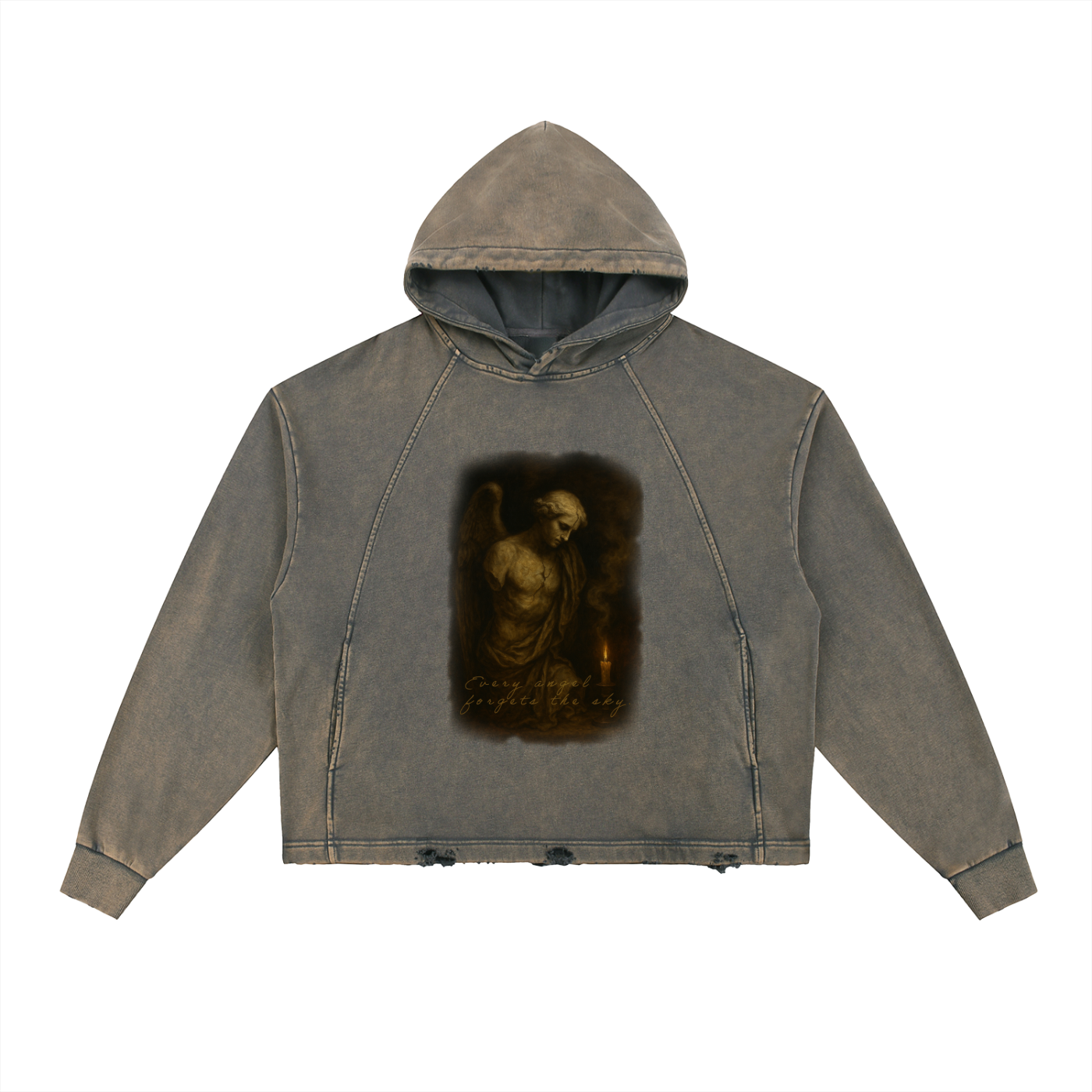 Vintage Washed Frayed-Hem Hoodie - The Hollow Grace