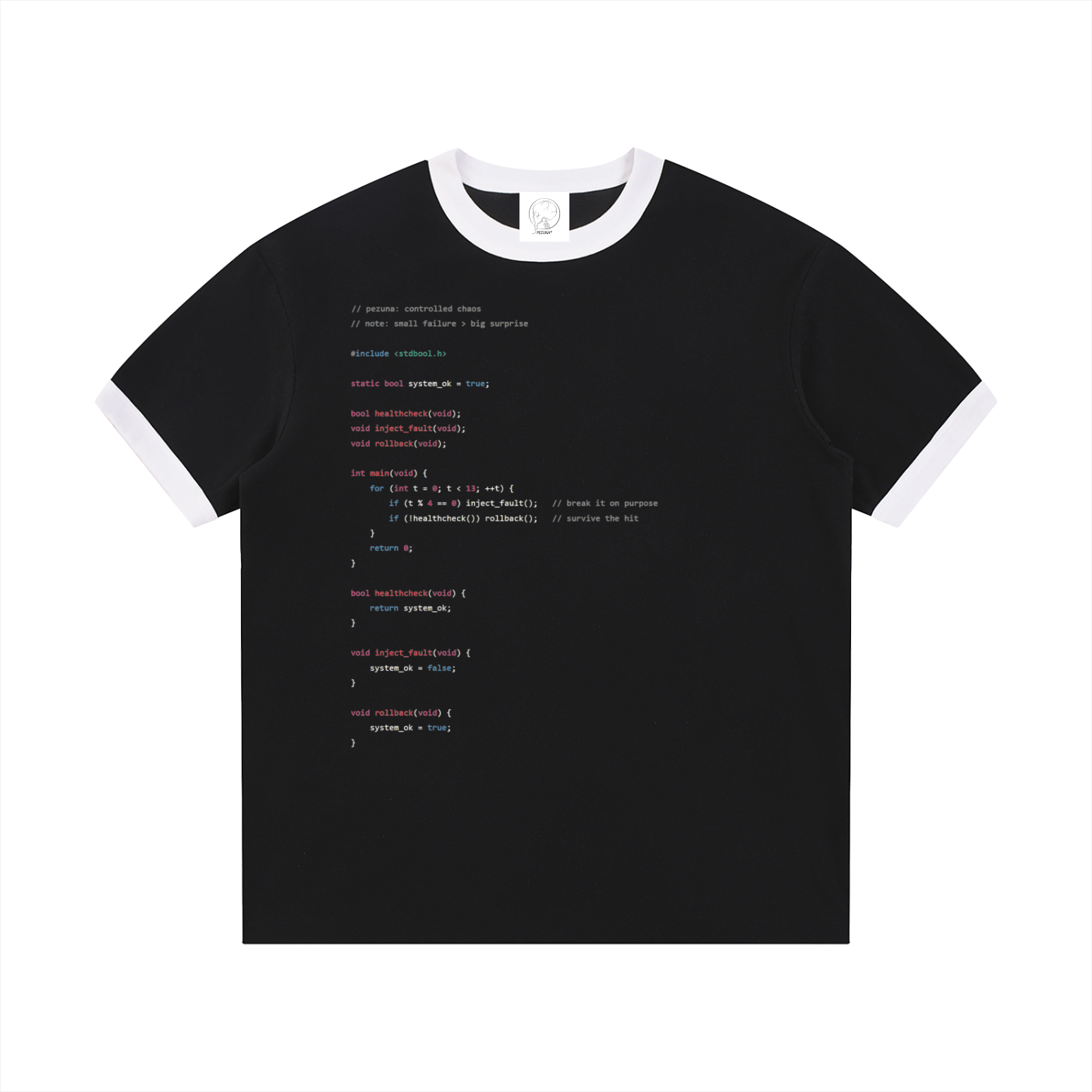 Contrast Edge Ribbed Crewneck T-Shirt - Controlled Chaos