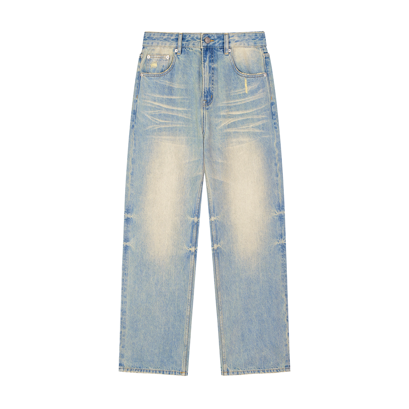 Sun Fade Raw Hem Denim Jeans - Bone Trace