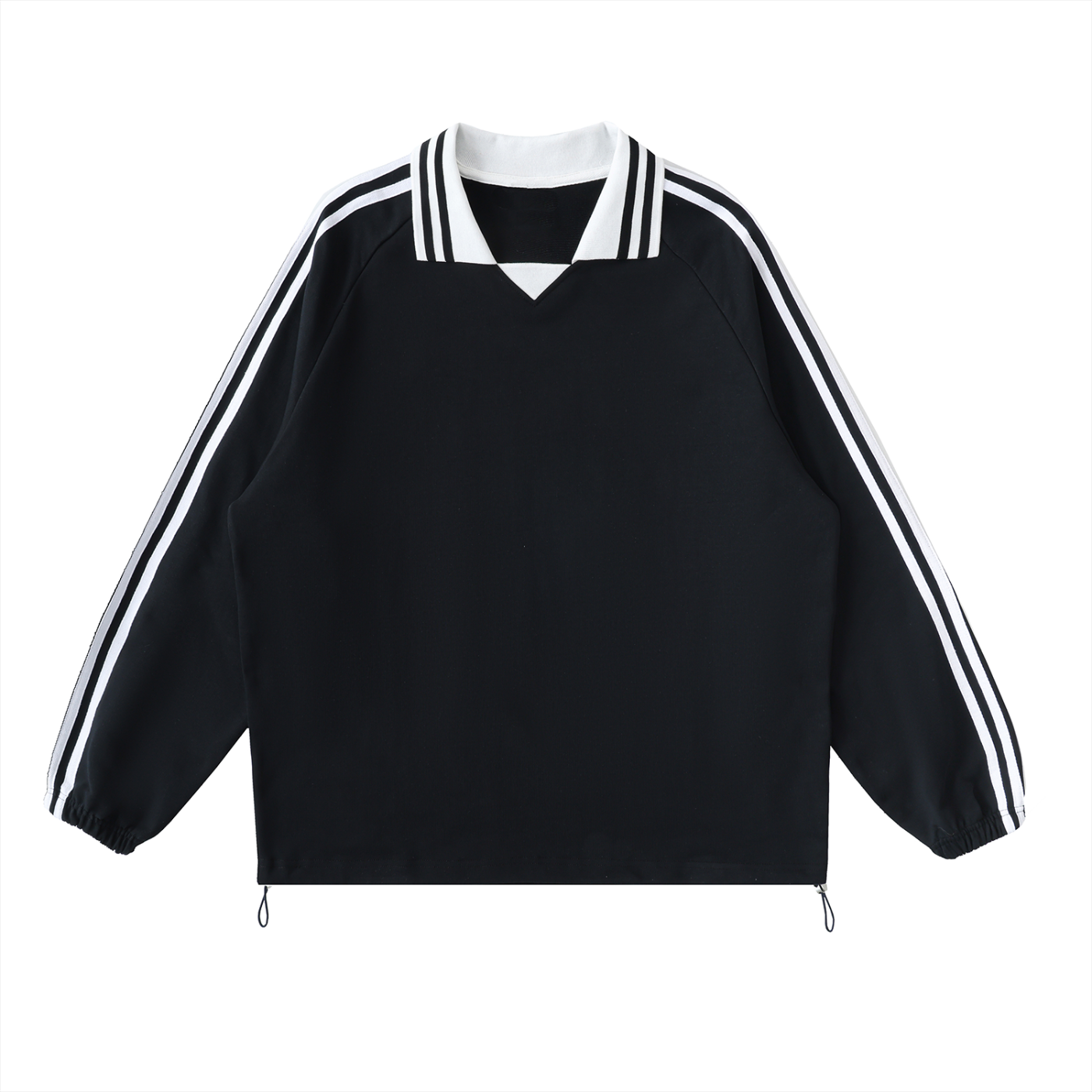 Contrast Striped Lapel Collar Sweatshirt - Lineage