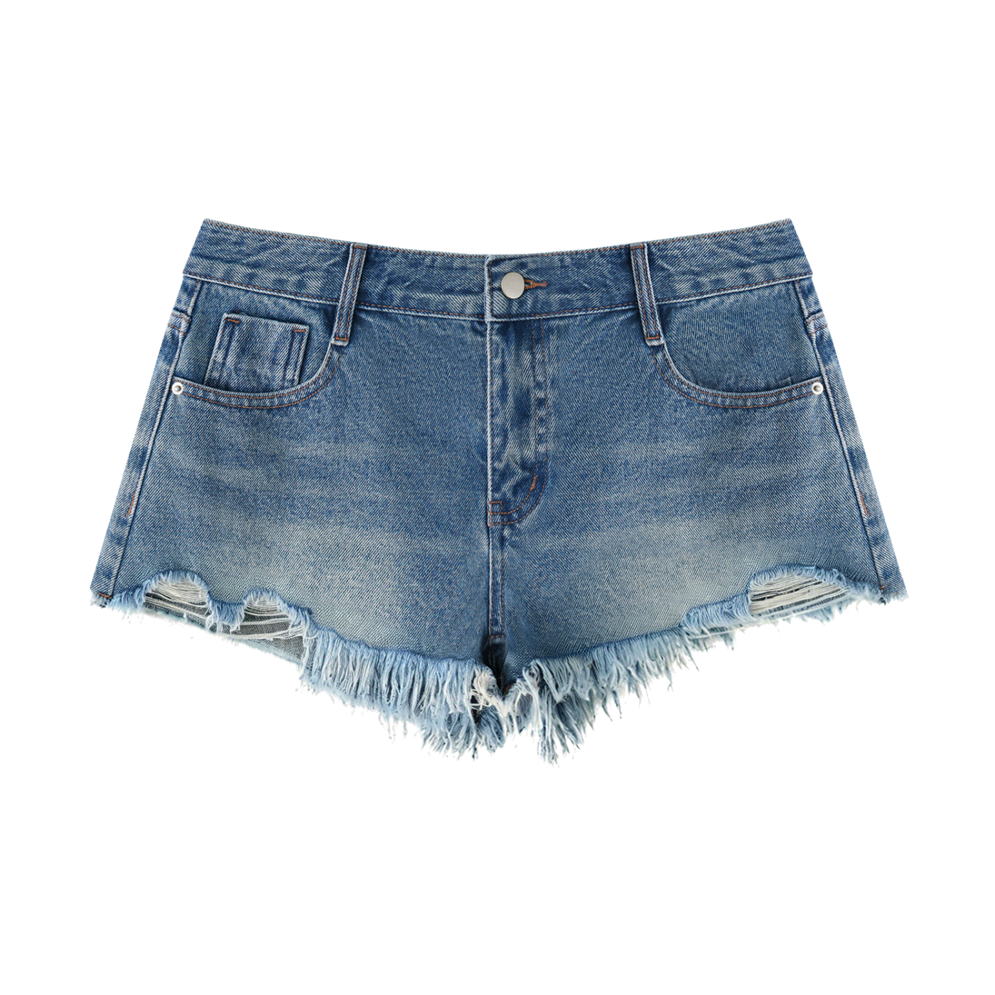 Vintage Wash Raw Hem Denim Shorts - Rawcut
