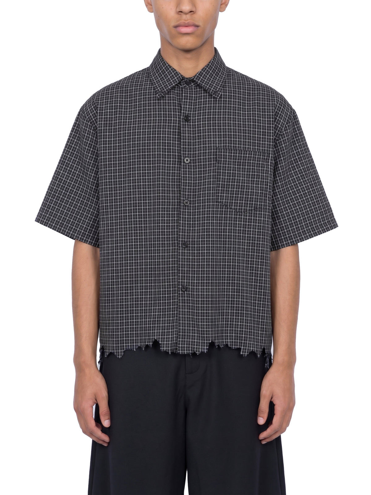 Distressed Plaid Boxy Shirt - Crosshatch