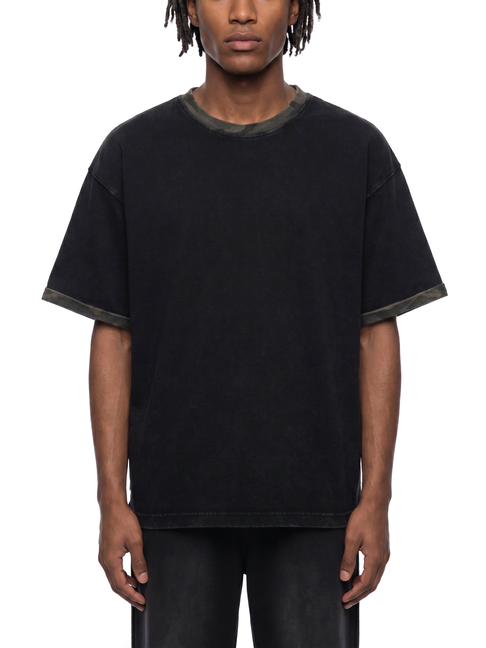 Mineral Washed Boxy Panel T-Shirt - Fatigue