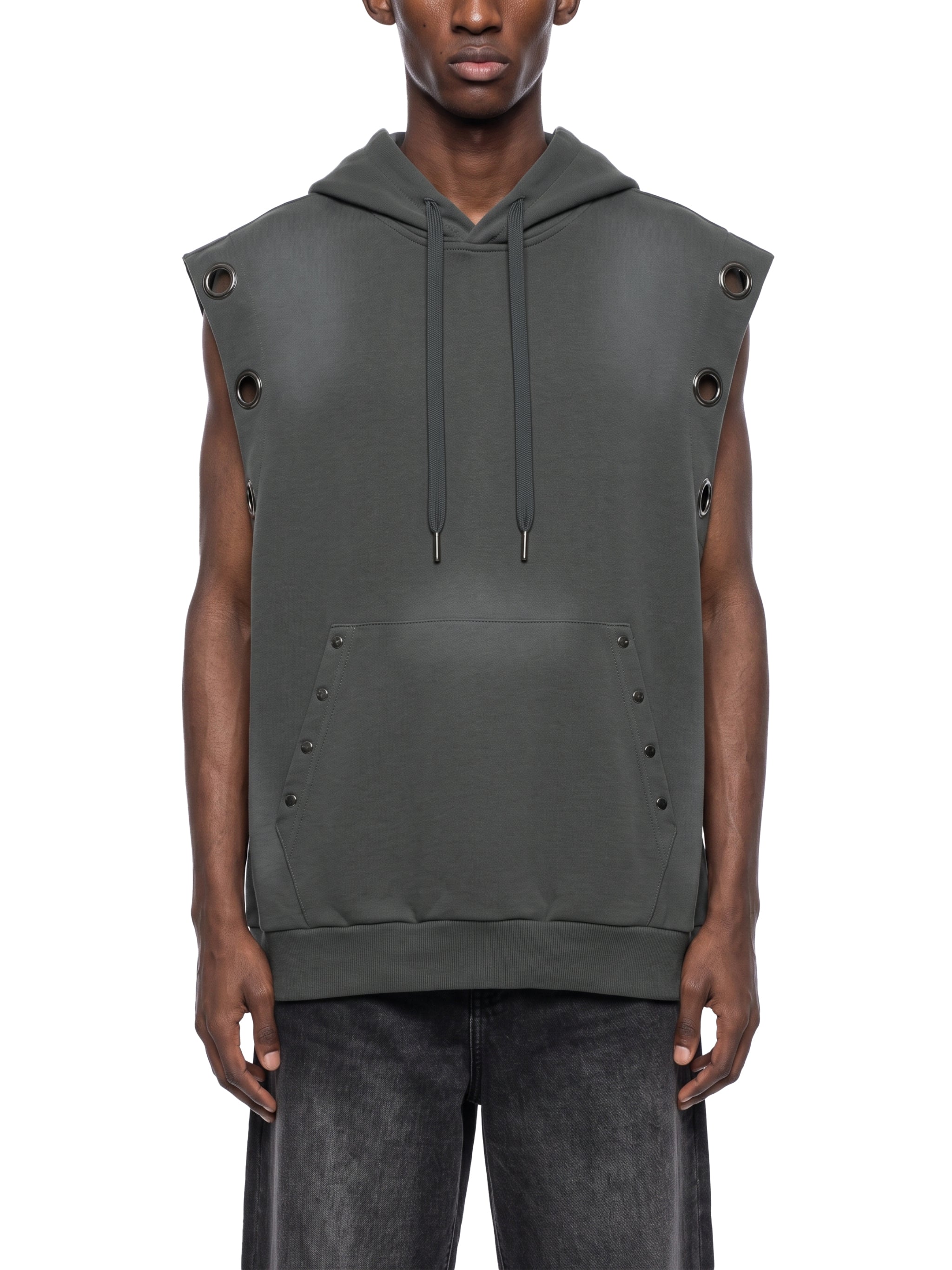 Vintage Wash Sun Fade Sleeveless Hoodie - Heat & Rust