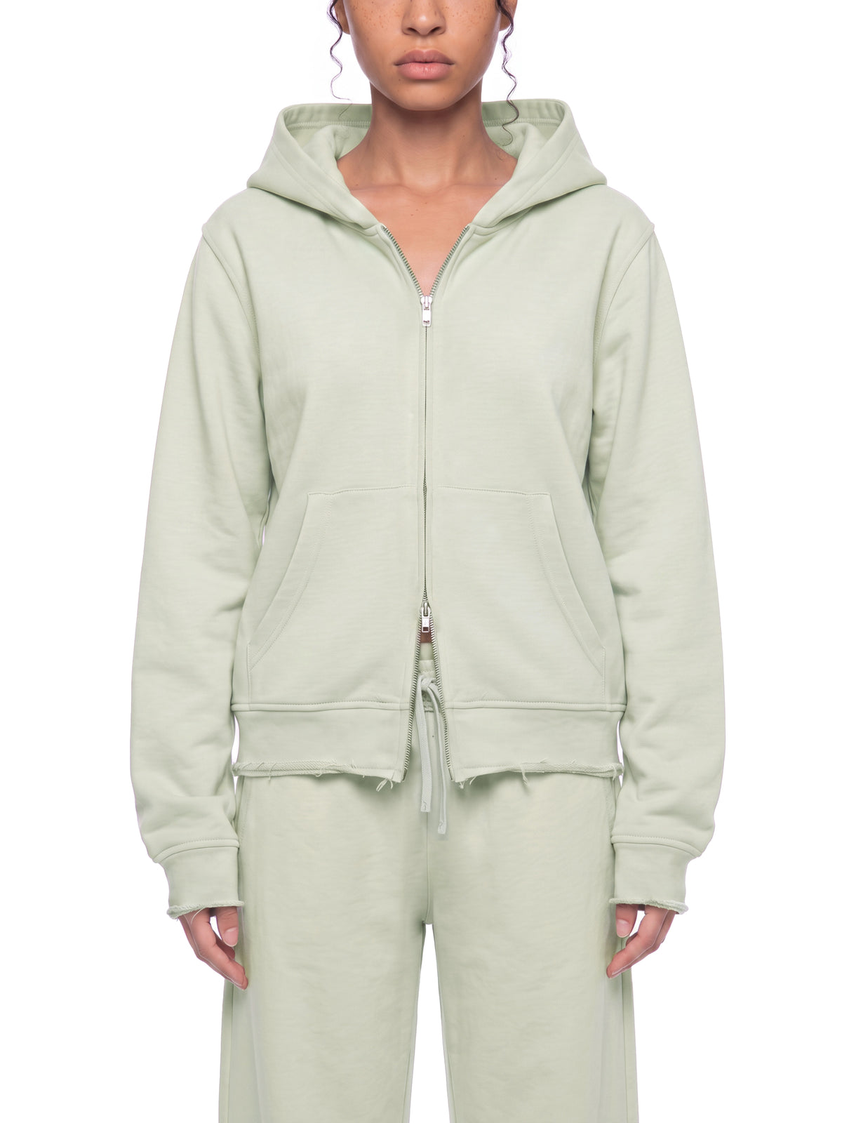 Raw Edge Full Zip Hoodie - Hemlock