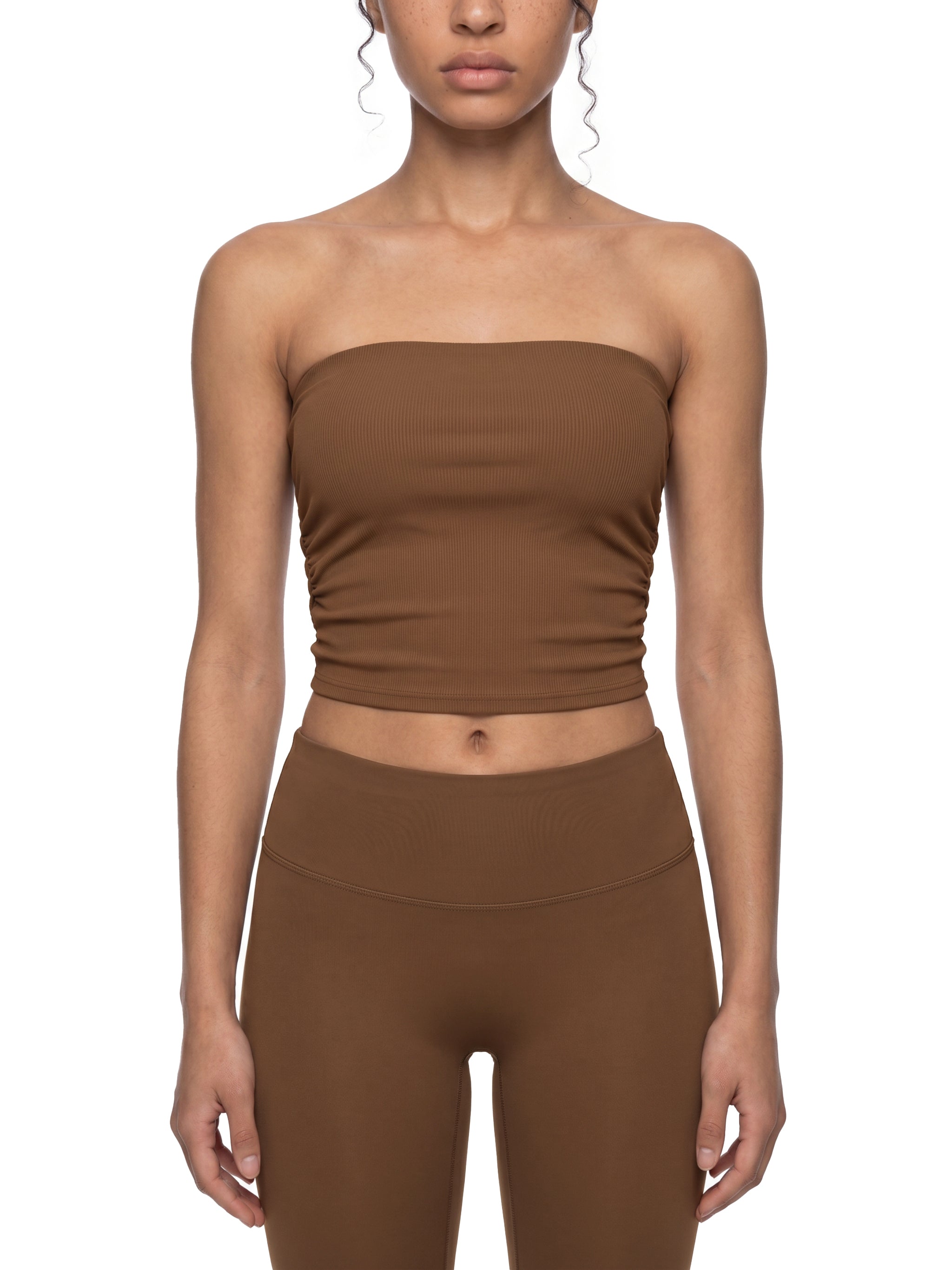 Ruched Cropped Yoga Tube Top - Cinch