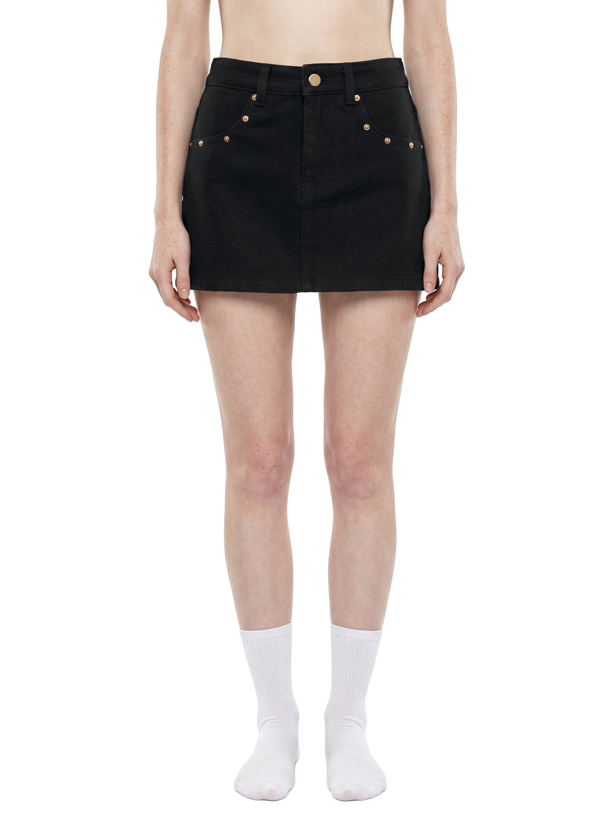 Studded Denim Mini Skirt - Shrapnel