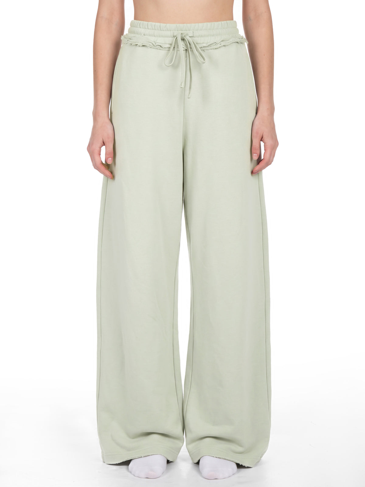 Wide Leg Raw Edge Sweatpants - Hemlock