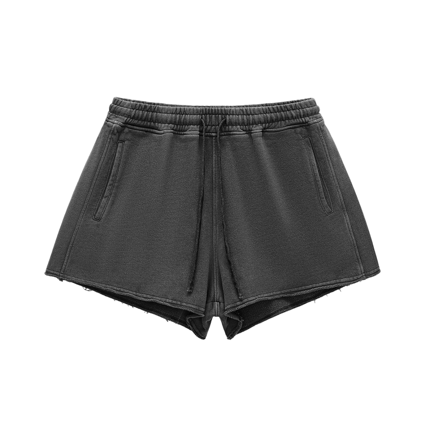 Snow Washed Raw Edge Drawstring Shorts - Frostmark