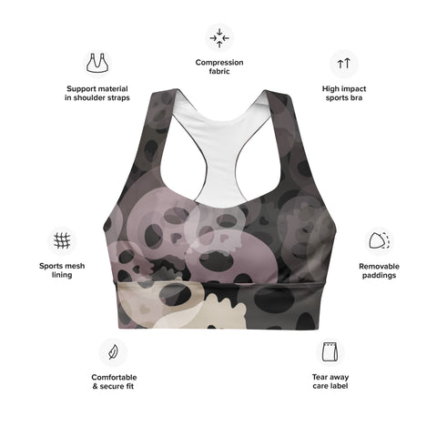 Longline Sports Bra - Skull V