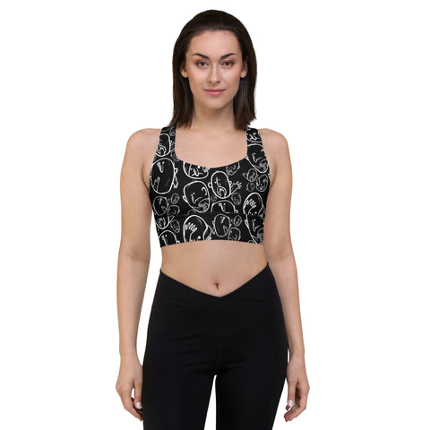 Longline Sports Bra - Faces VIII