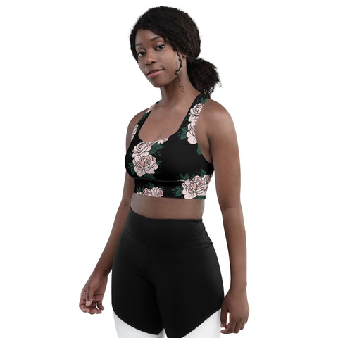 Longline Sports Bra - Rose I