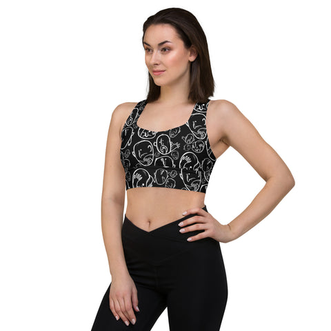 Longline Sports Bra - Faces VIII