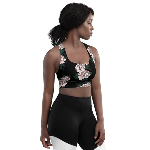 Longline Sports Bra - Rose I