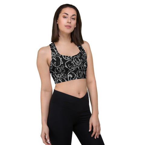 Longline Sports Bra - Faces VIII