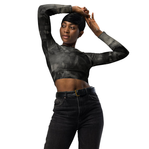 Long Sleeve Crop Tops - Skull VI