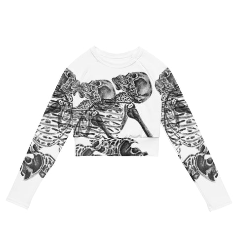 Long Sleeve Crop Tops - Broken Skeleton II