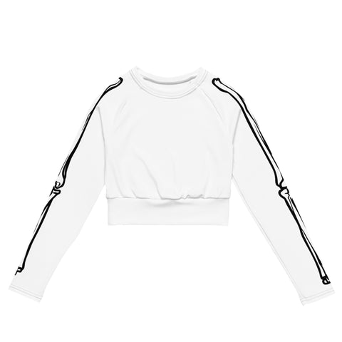 Long Sleeve Crop Tops - Broken Skeleton V