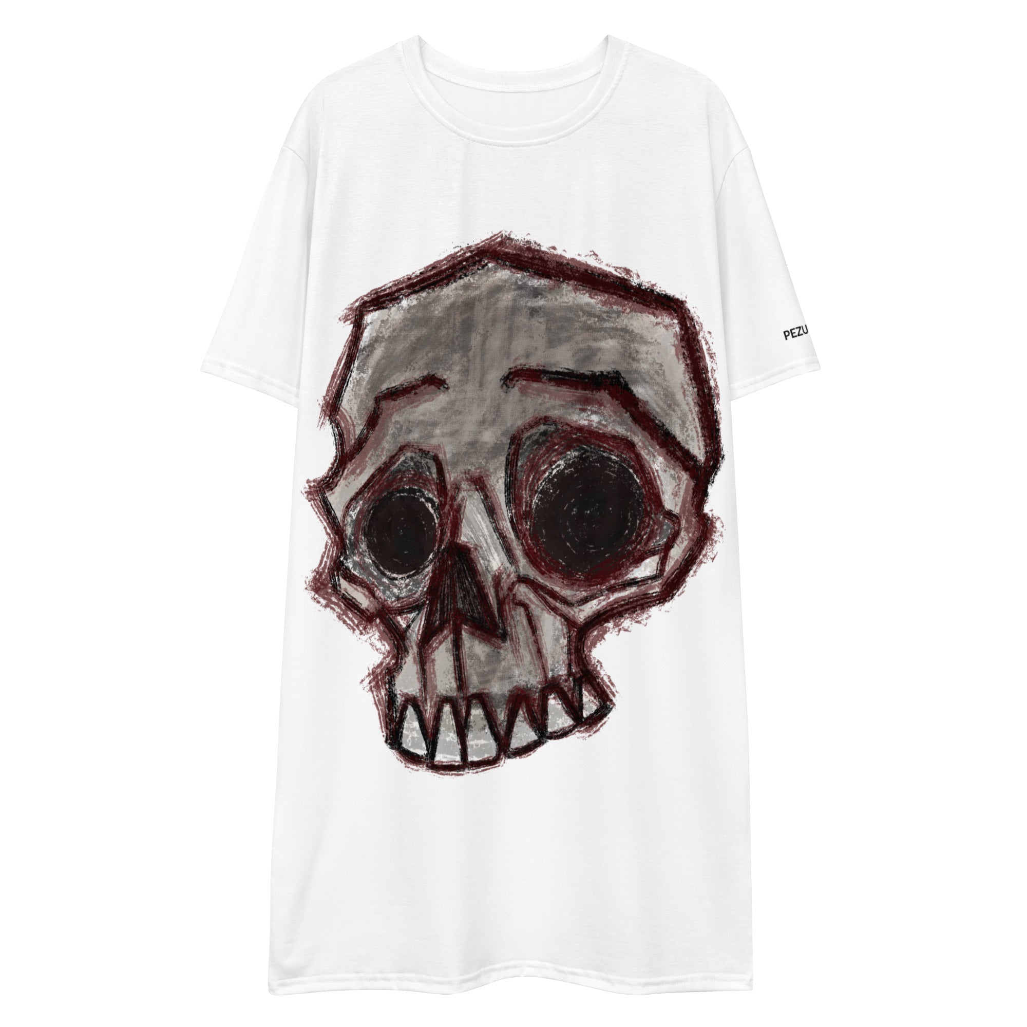 Oversized T-Shirt Dress - Blurry Skull V