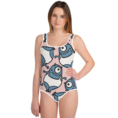 Youth One-Piece Swimsuit - Happy Monster IV