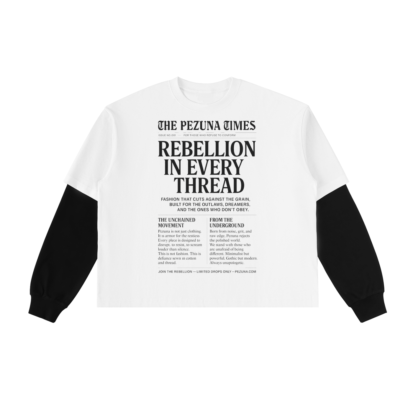 Layered Contrast Sleeve T-Shirt - The Unwritten