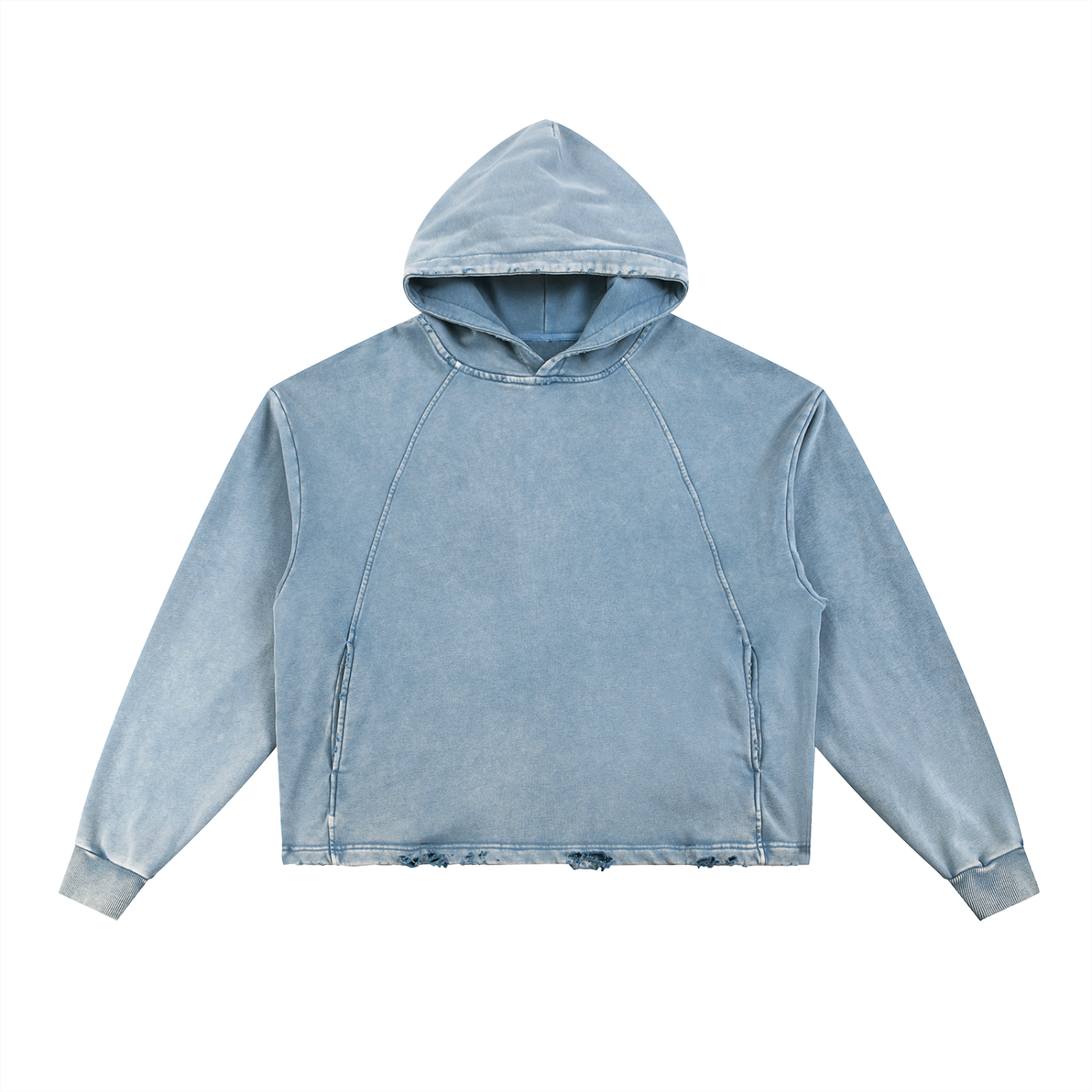 Vintage Washed Frayed-Hem Hoodie - Ape Distortion