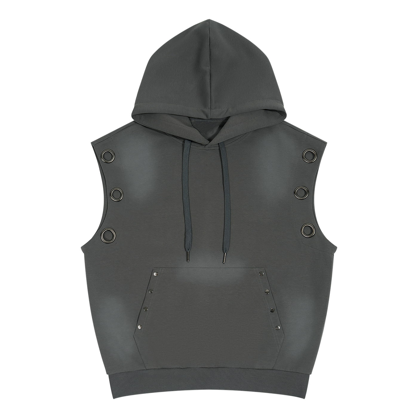 Vintage Wash Sun Fade Sleeveless Hoodie - Heat & Rust