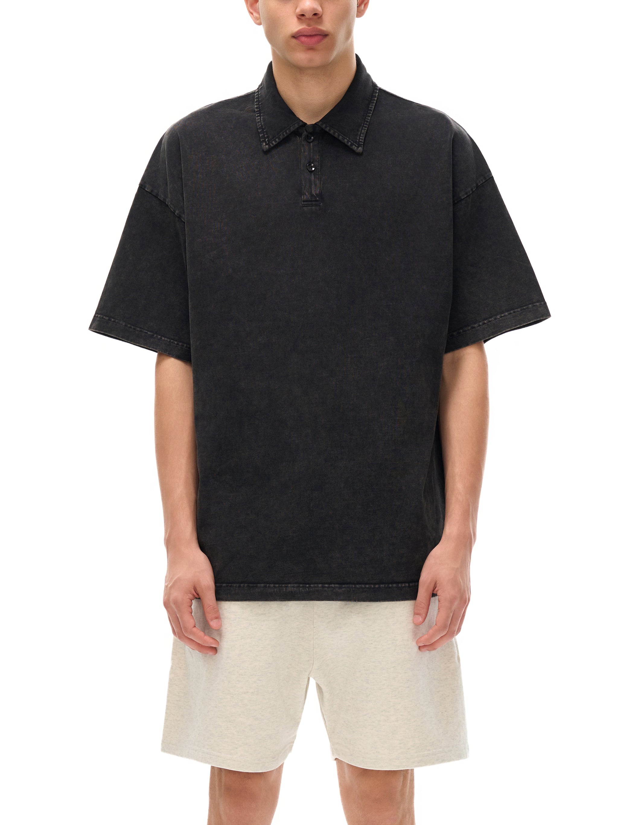 Heavyweight Snow-Washed Polo Shirt - Grainveil