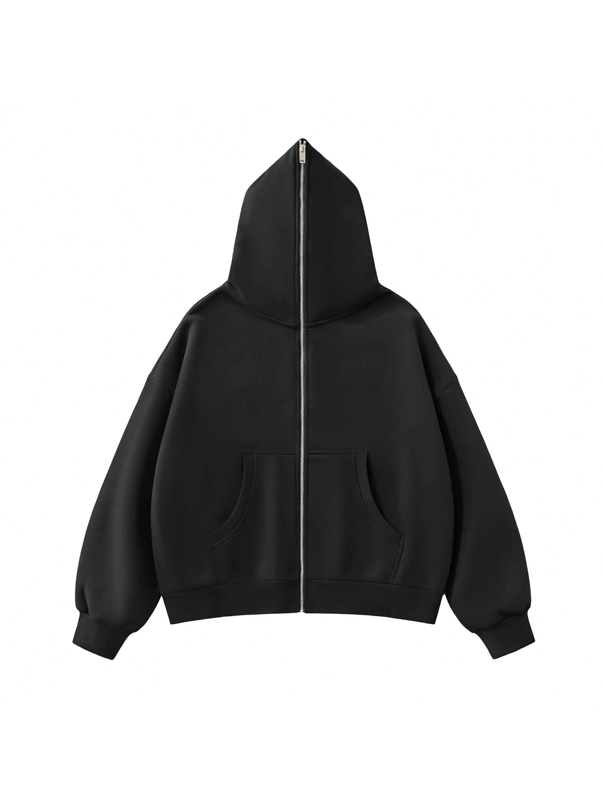 Full-Zip Boxy Hoodie - Blackout