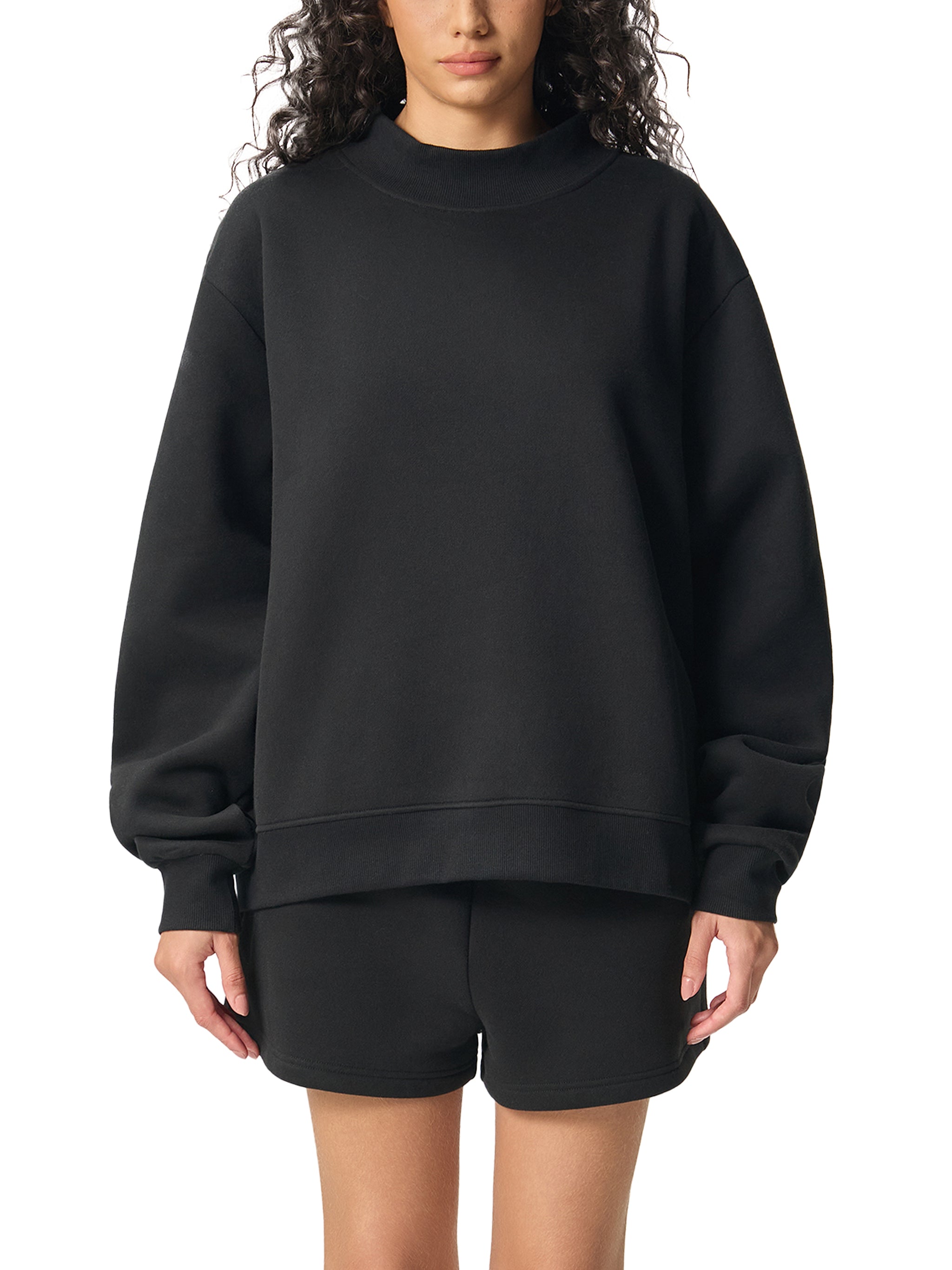 Essential Fleece Mock-Neck Crew Sweatshirt - Barefang