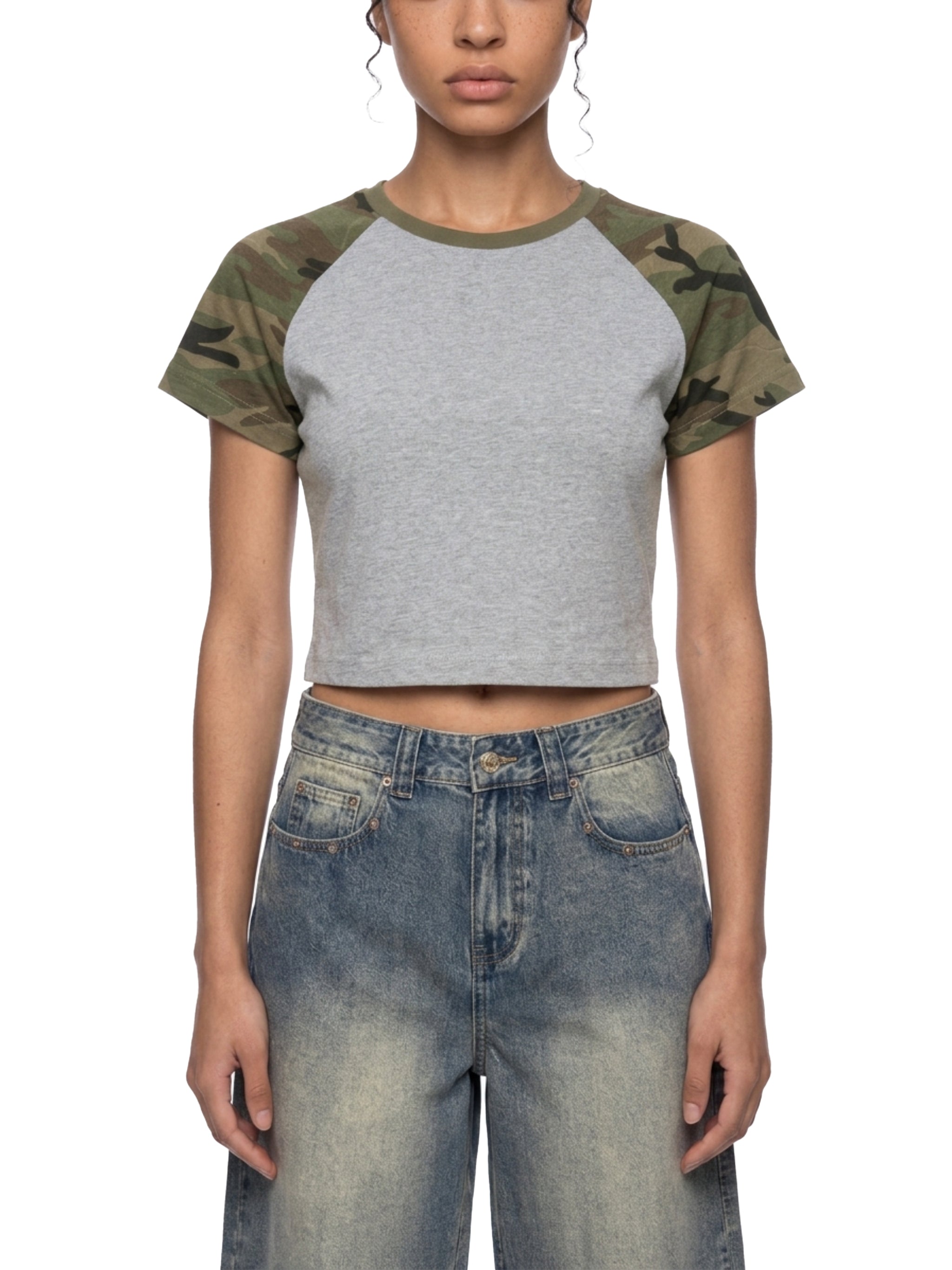Camo Raglan Crop T-Shirt - Draftmark