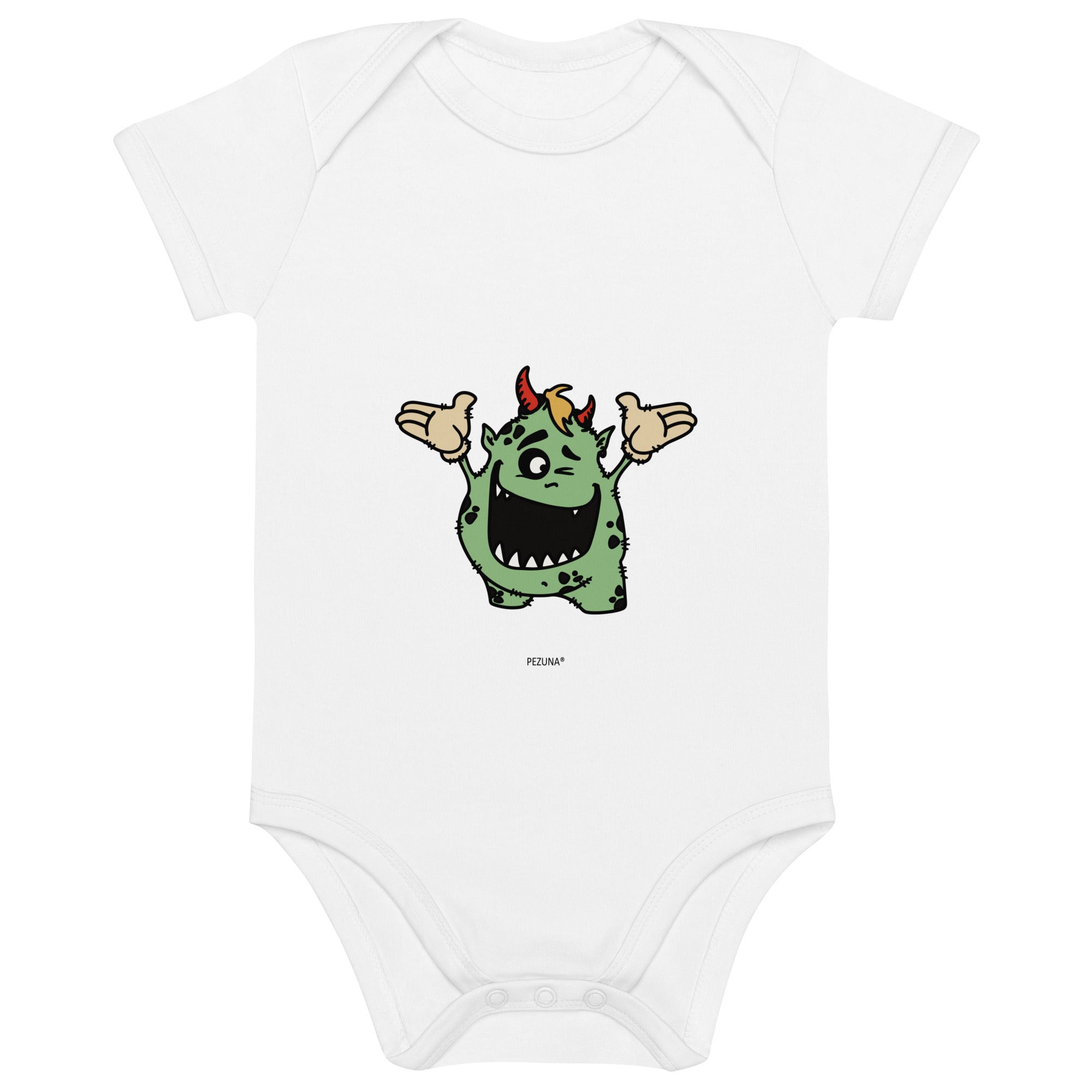 Organic Cotton Baby Bodysuit - Happy Monster I