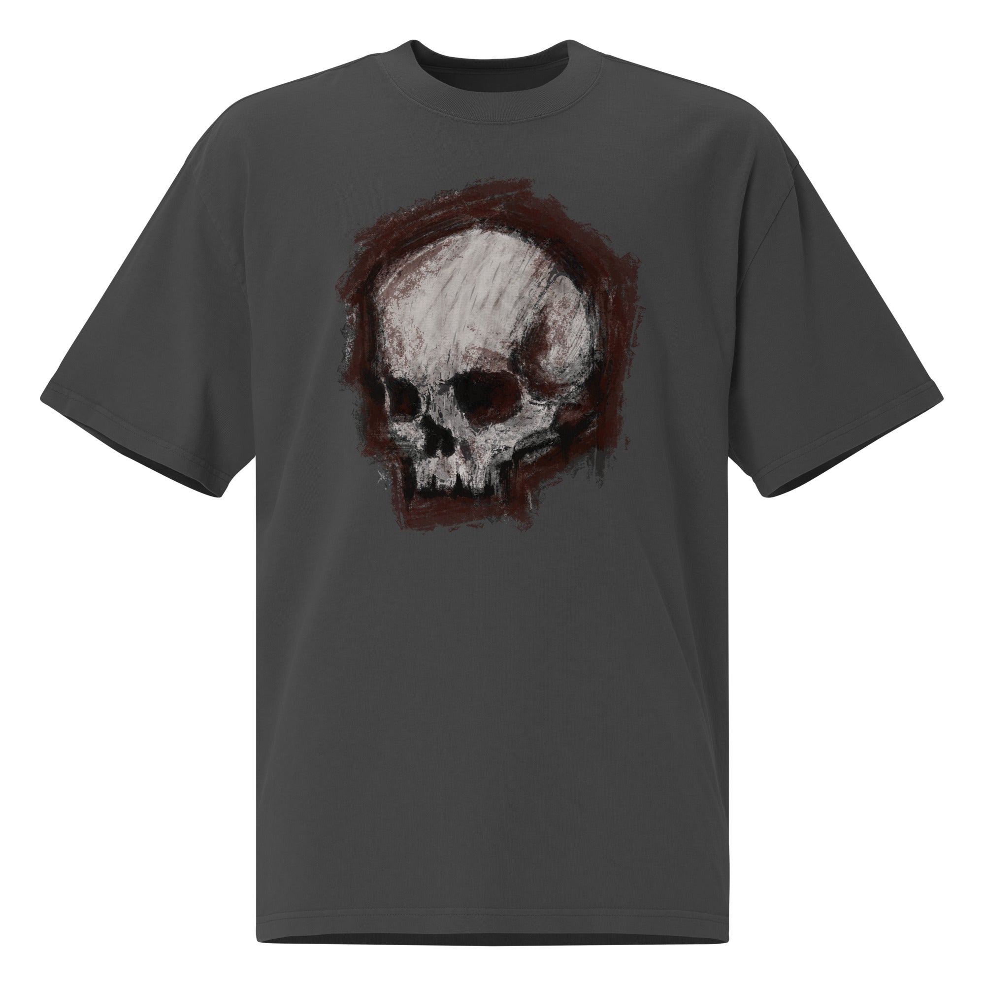 Oversized Faded T-Shirt - Blurry Skull III