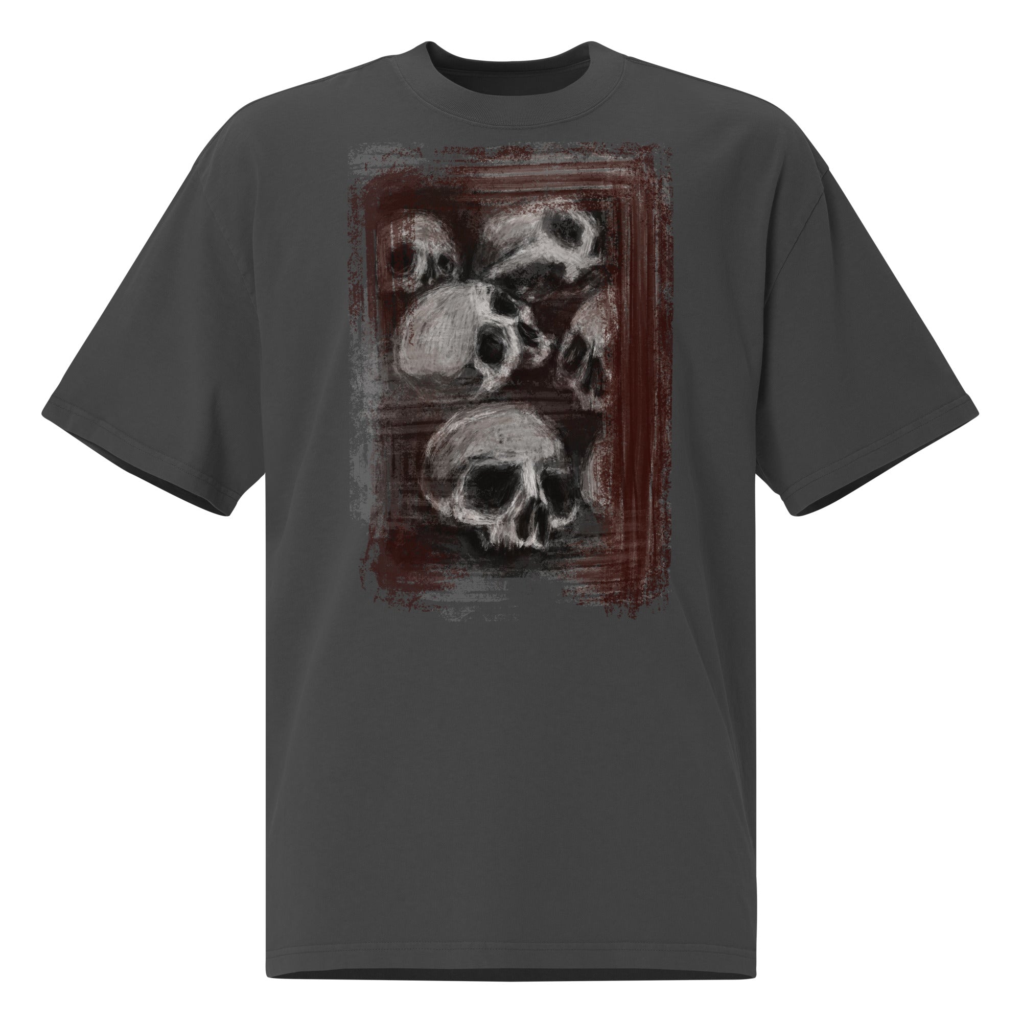 Oversized Faded T-Shirt - Blurry Skull IV