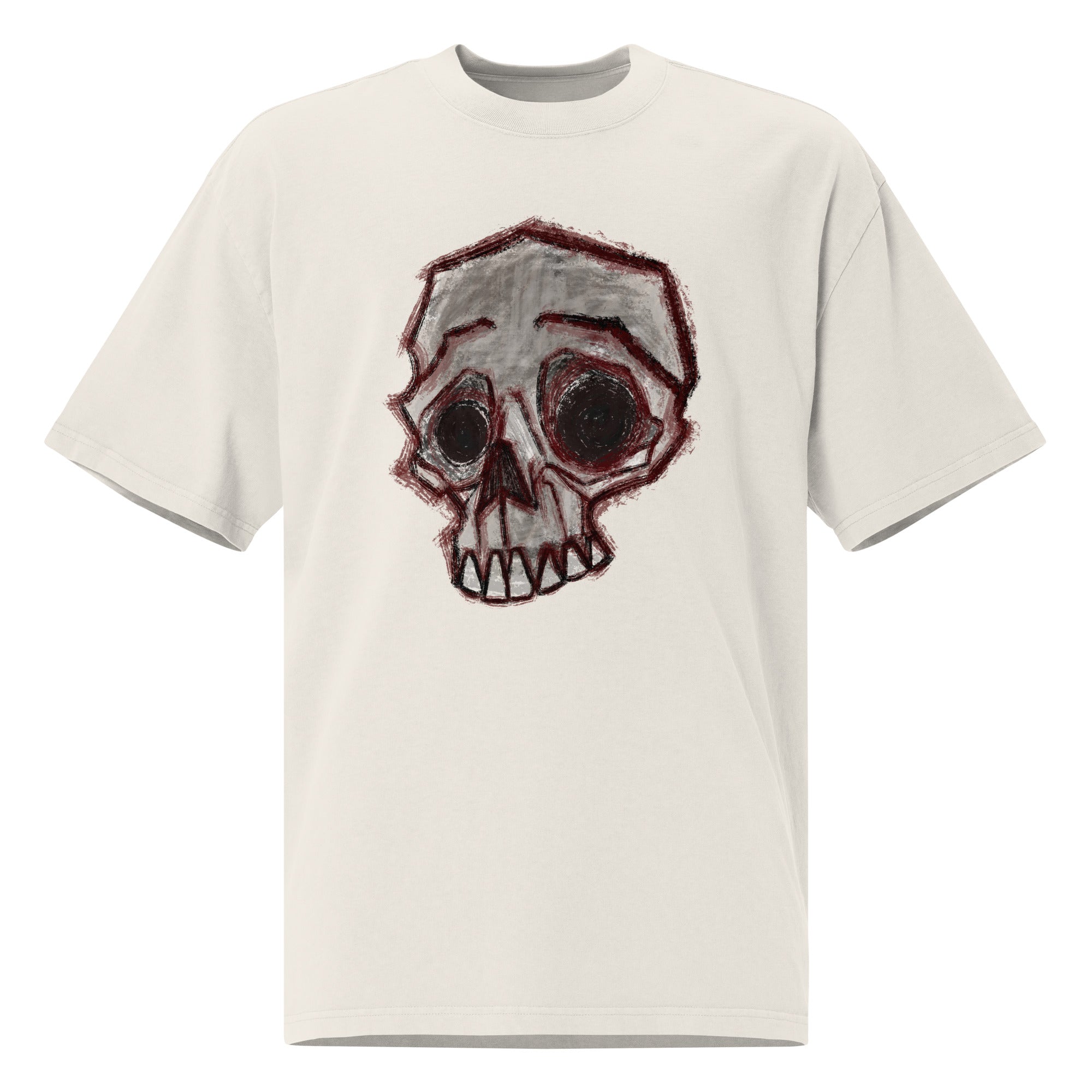 Oversized Faded T-Shirt - Blurry Skull V