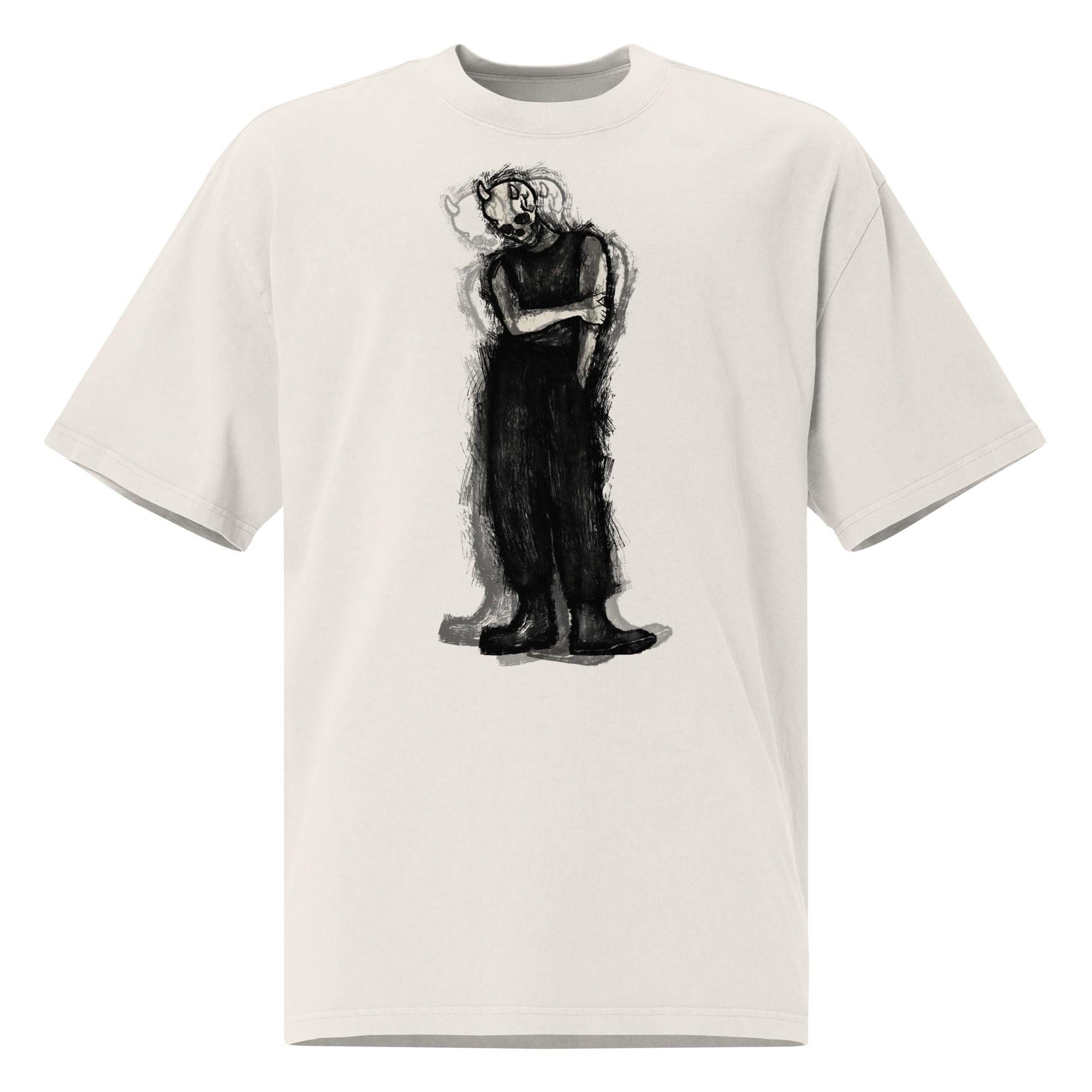 Oversized Faded T-Shirt - Skull-Face II