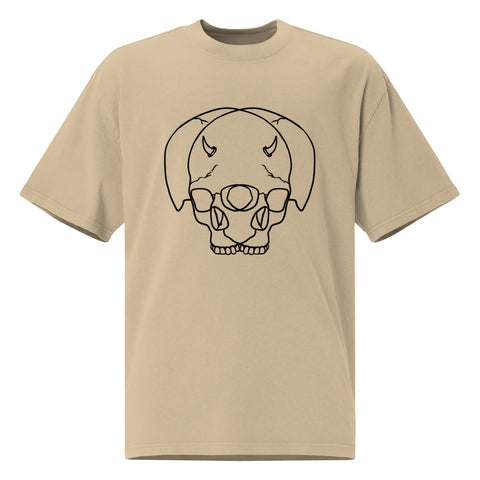 Oversized Faded T-Shirt - Dual Skull I